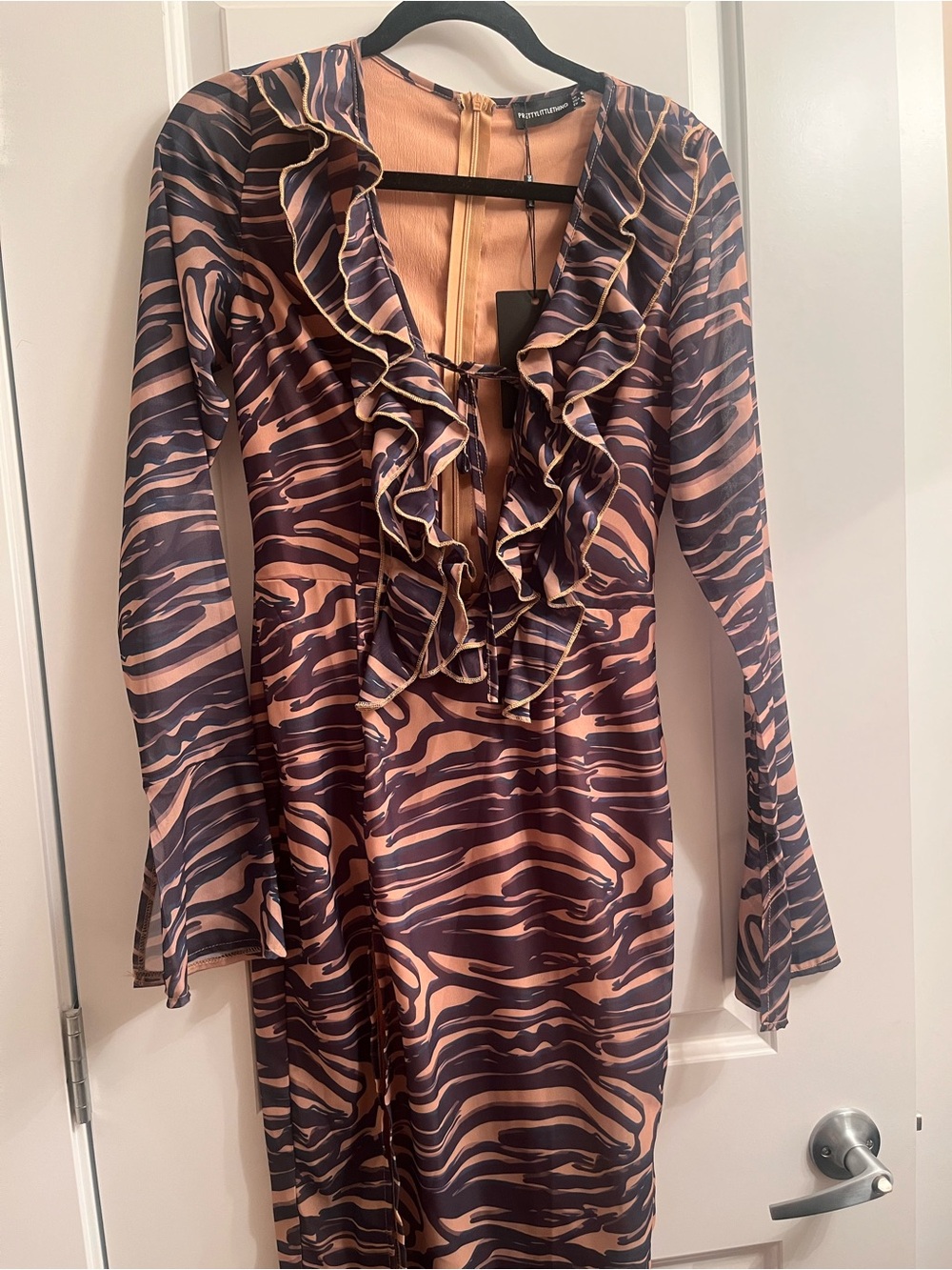 Zebra Print Maxi Dress with leg slit